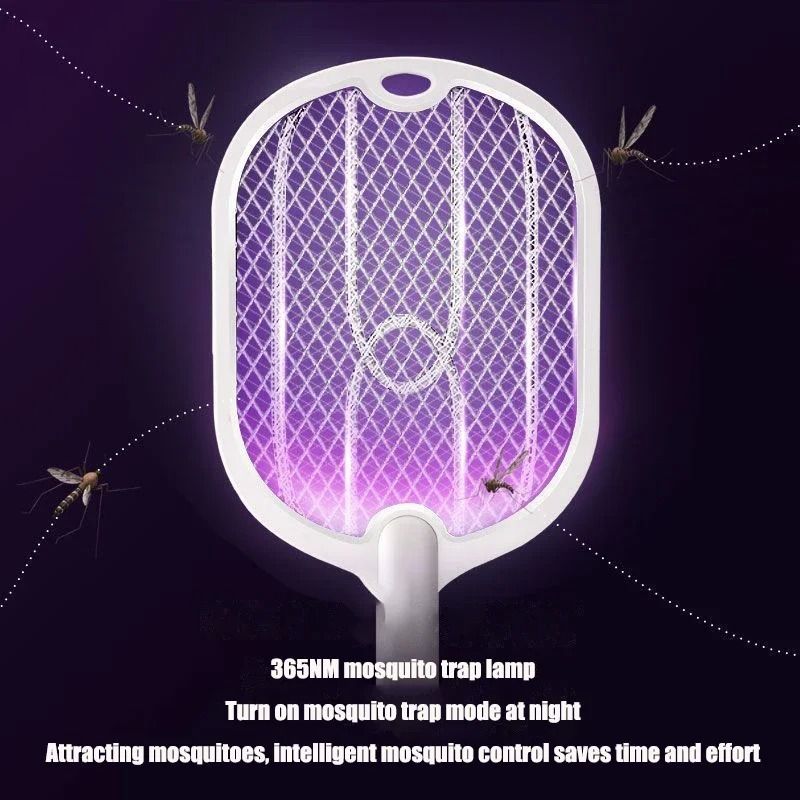 Upgraded 3 In 1 Electric Mosquito Swatter 3000V TypeC Rechargeable Mosquito Killer Lamp With Digita 3