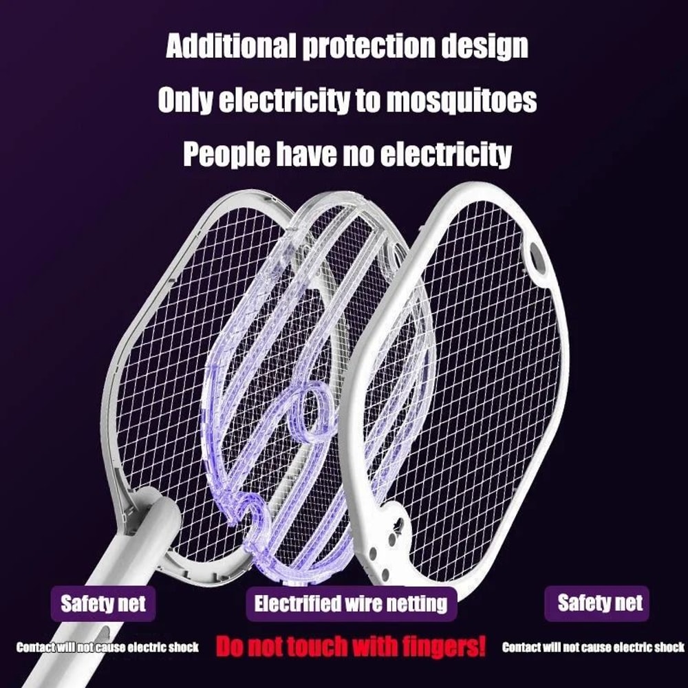 Upgraded 3 In 1 Electric Mosquito Swatter 3000V TypeC Rechargeable Mosquito Killer Lamp With Digita 5