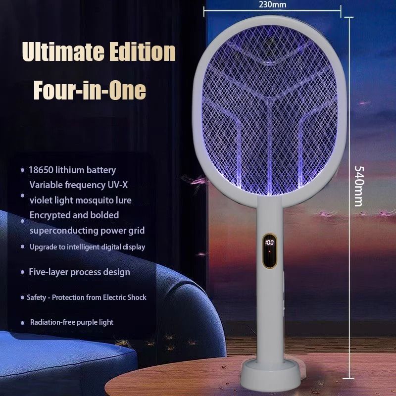 Upgraded 3 In 1 Electric Mosquito Swatter 3000V TypeC Rechargeable Mosquito Killer Lamp With Digita 7