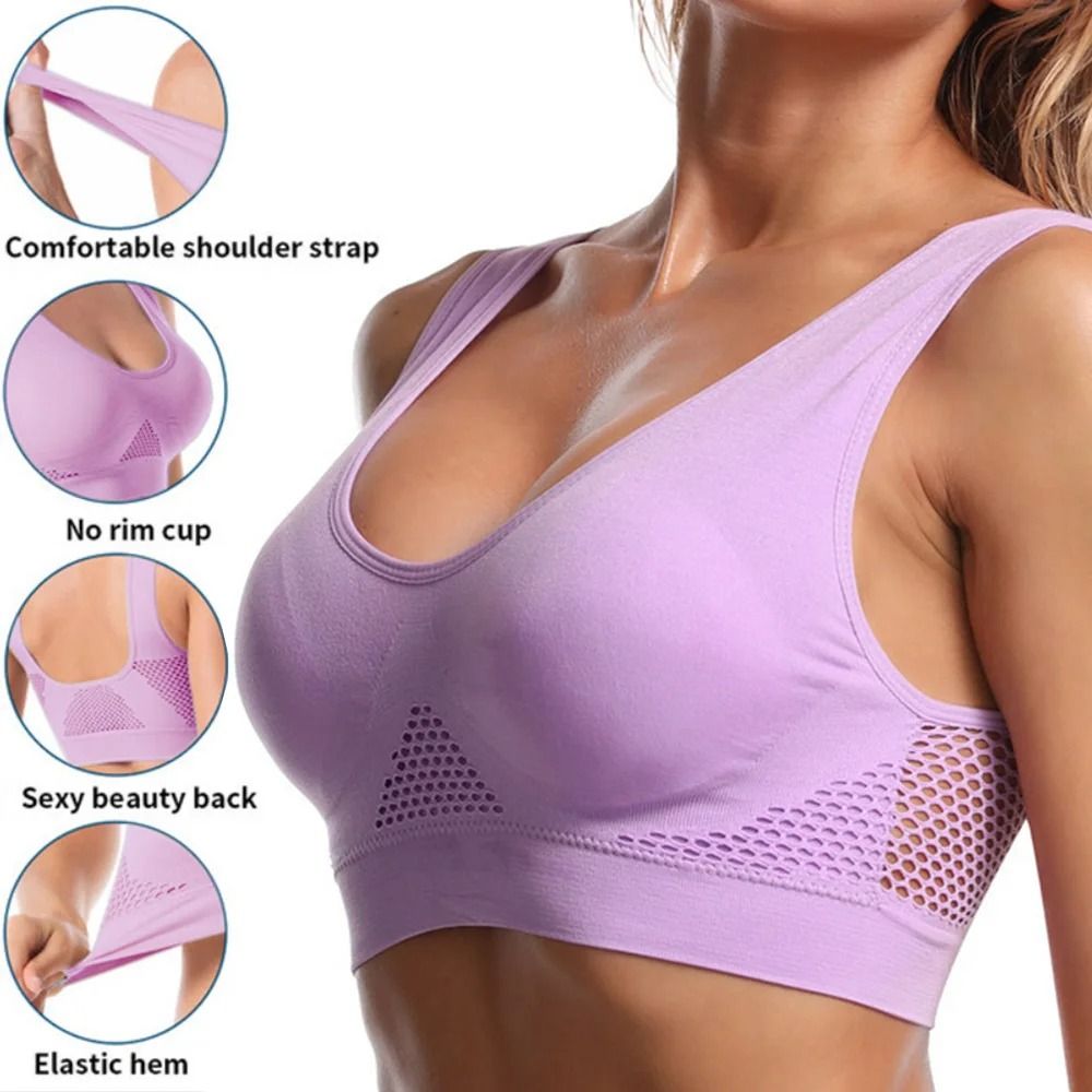Seamless Mesh Sports Bra Wireless Breathable Yoga Bra Shockproof Fitness Crop Top 0
