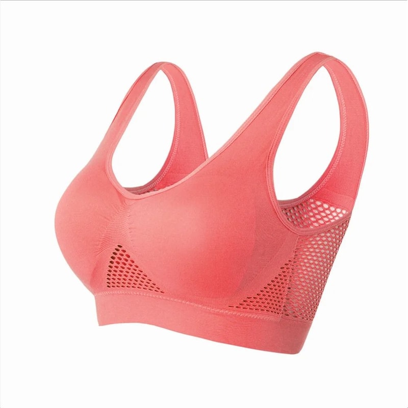 Seamless Mesh Sports Bra Wireless Breathable Yoga Bra Shockproof Fitness Crop Top 6