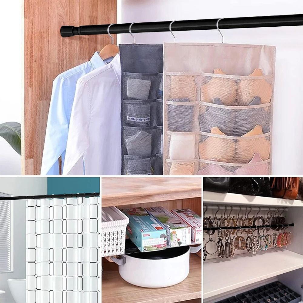 Adjustable Curtain Rod Telescopic Extendable Spring Tension Rod For Shower Or Window NoDrill Hangin 5