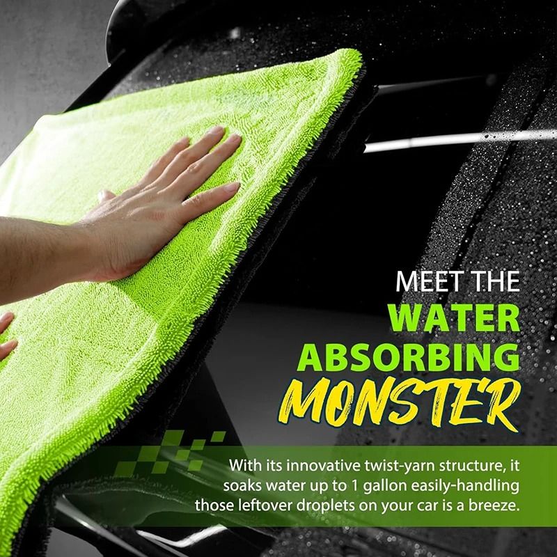 Heavy Duty Car Drying Towel 1400GSM Super Absorbent DoubleSided Microfiber Cleaning Cloth ScratchFr 2