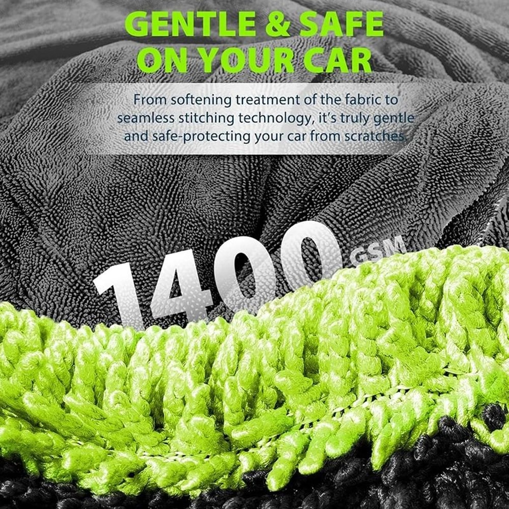 Heavy Duty Car Drying Towel 1400GSM Super Absorbent DoubleSided Microfiber Cleaning Cloth ScratchFr 3