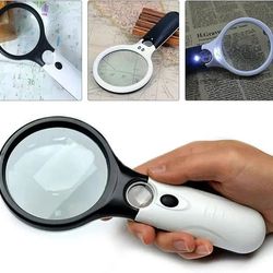 professional handheld magnifying glass with led light 3x and 45x dual lens magnifier for reading jewelry coins and craft
