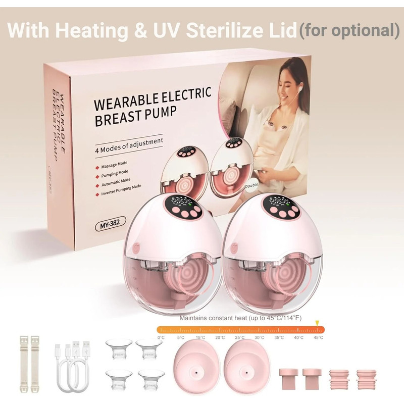 Electric HandsFree Wearable Breast Pump With Heating And UV Sterilization Lid Option BPAFree Wirel 1