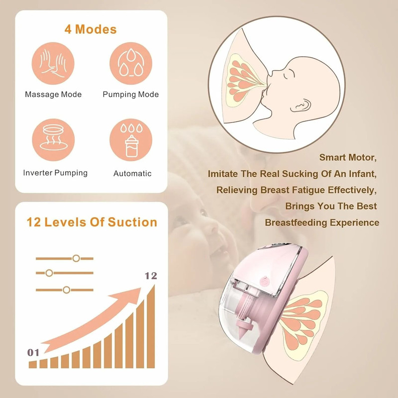 Electric HandsFree Wearable Breast Pump With Heating And UV Sterilization Lid Option BPAFree Wirel 3