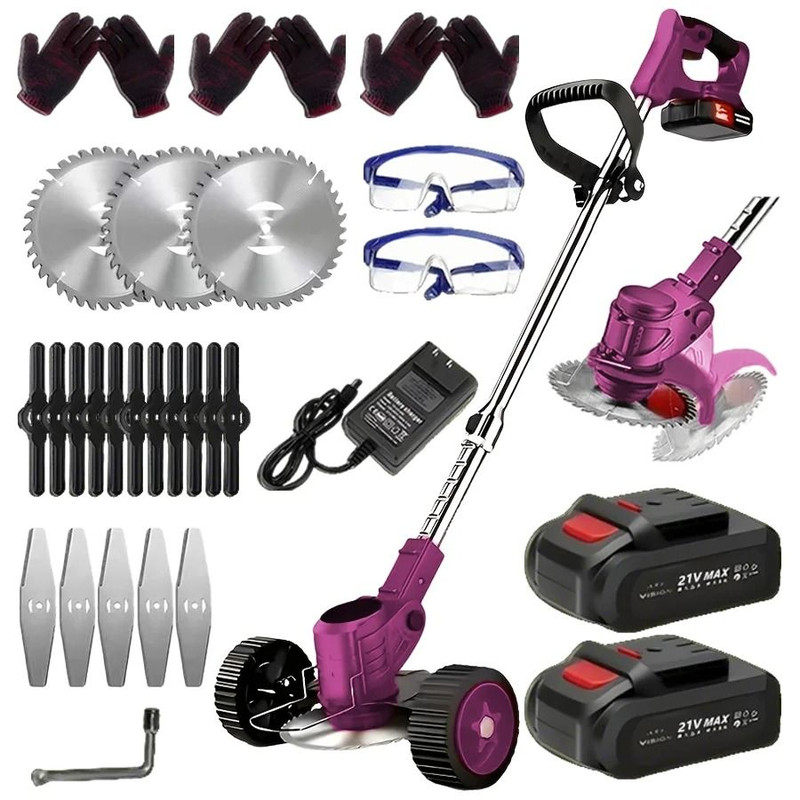 Portable Cordless Electric Lawn Mower With Dual Batteries And 3 Blade Types For Efficient Yard And  9