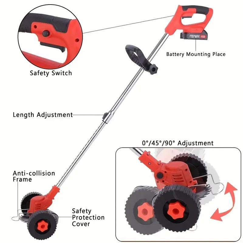 Portable Cordless Electric Lawn Mower With Dual Batteries And 3 Blade Types For Efficient Yard And  3