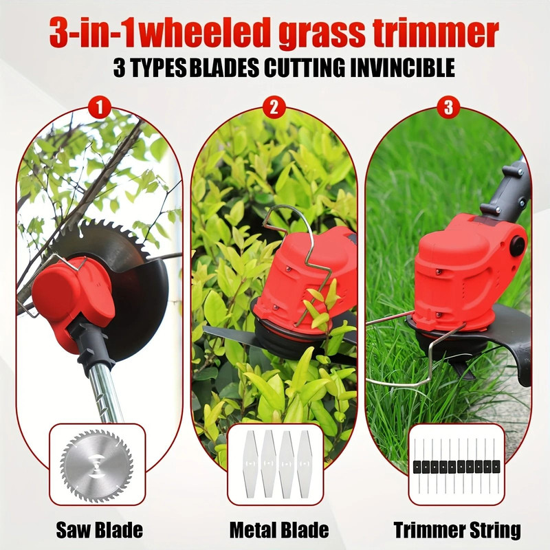 Portable Cordless Electric Lawn Mower With Dual Batteries And 3 Blade Types For Efficient Yard And  6