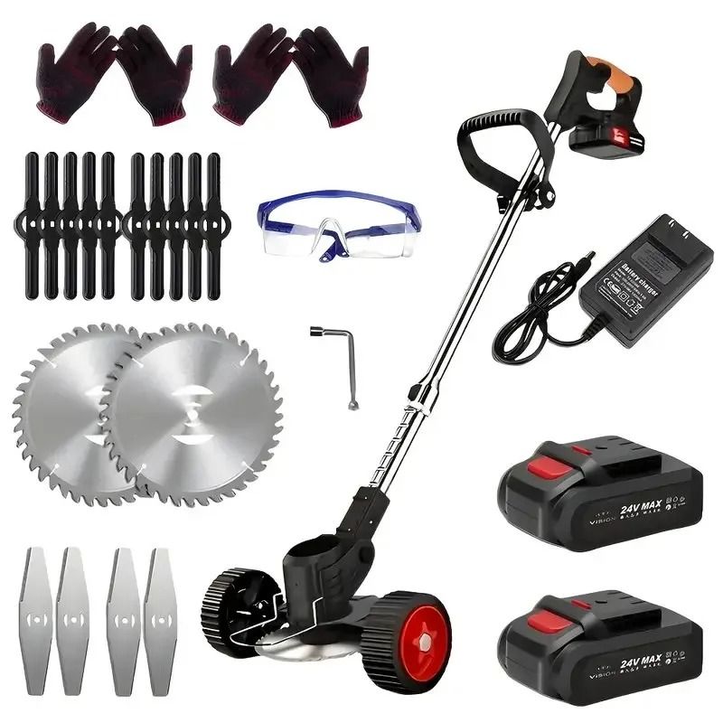 Portable Cordless Electric Lawn Mower With Dual Batteries And 3 Blade Types For Efficient Yard And  8