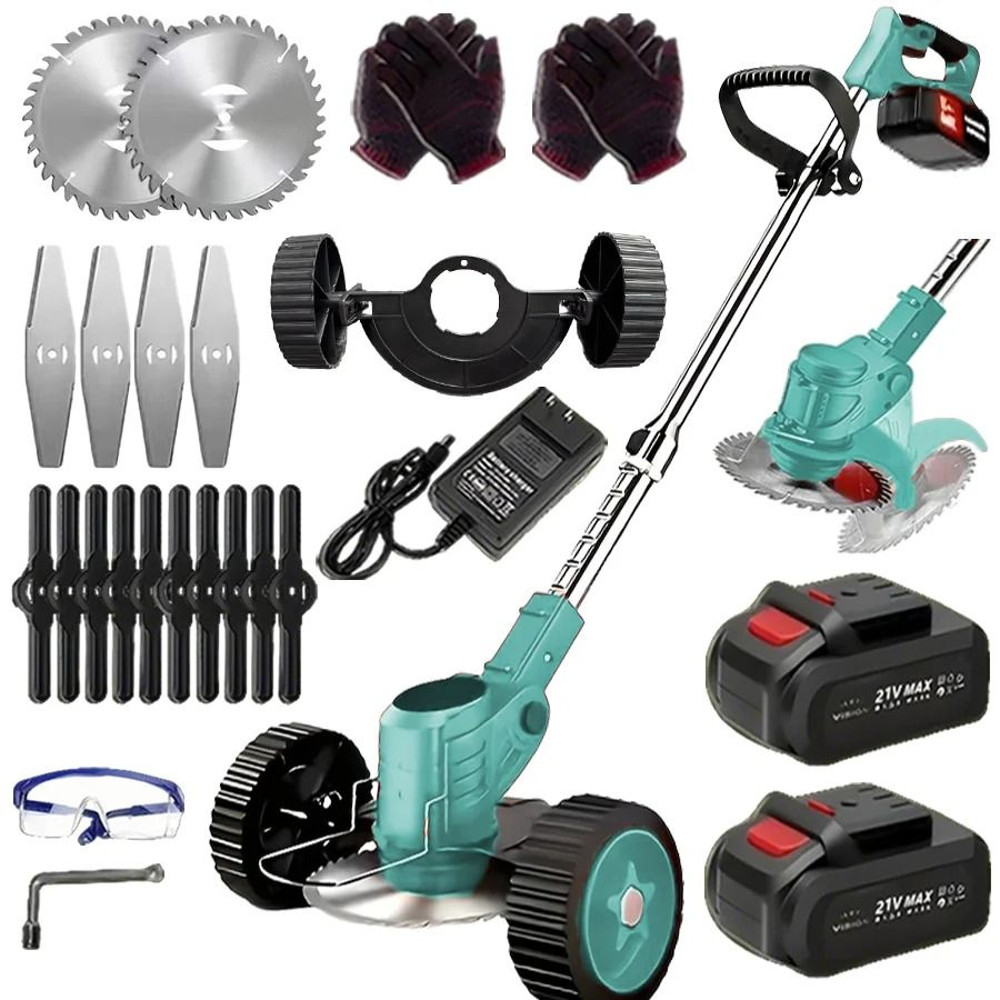 Portable Cordless Electric Lawn Mower With Dual Batteries And 3 Blade Types For Efficient Yard And  13