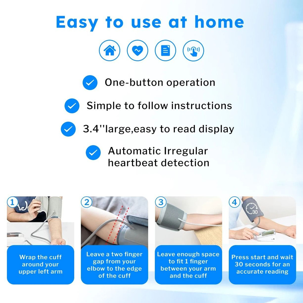 Automatic Upper Arm Blood Pressure Monitor With Heart Rate Detection 3