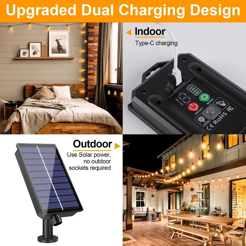 Solar Globe LED String Lights With Remote Control And USB Recharge 3