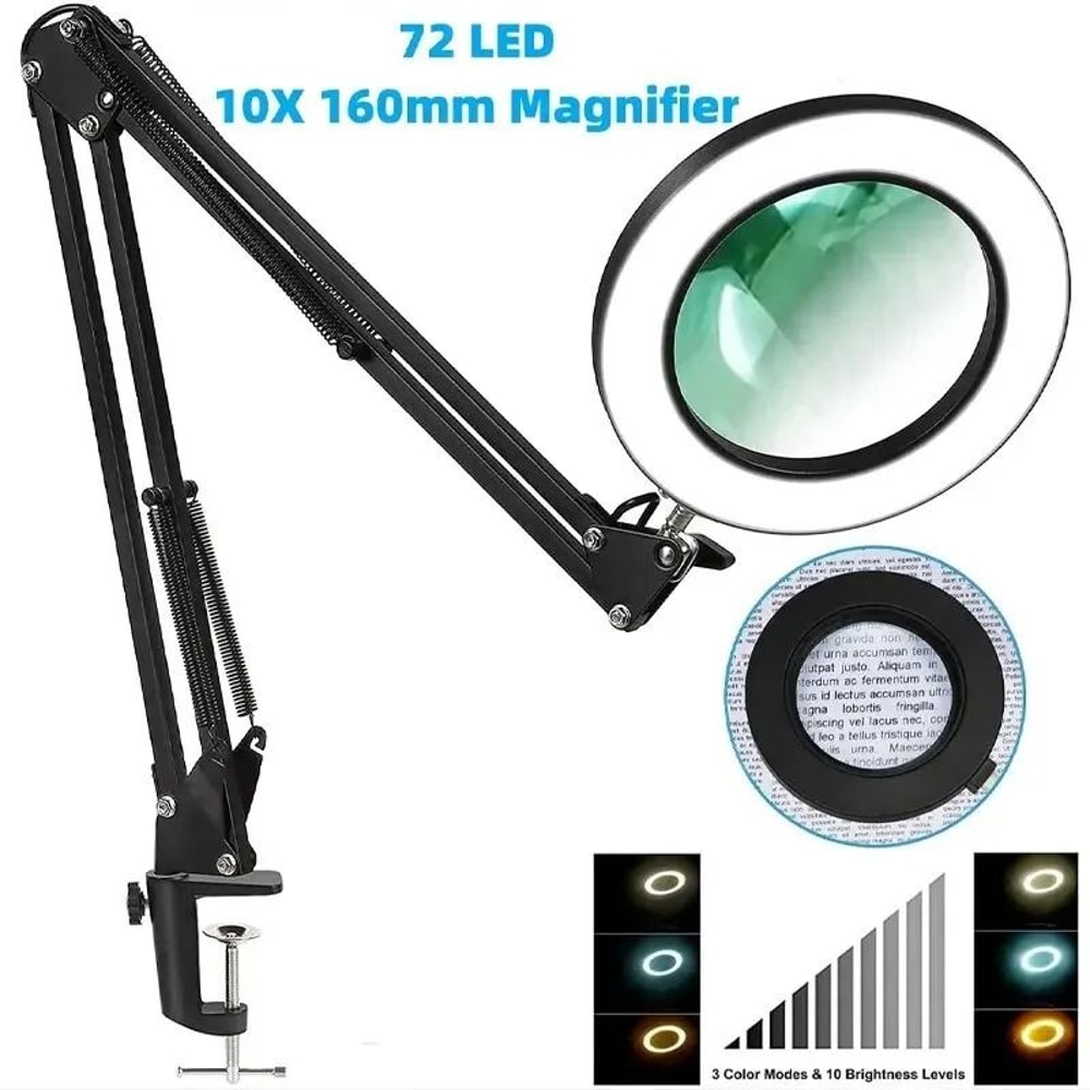 72LED Magnifying Lamp With 8X And 10X Zoom And Adjustable 3Color Light 0