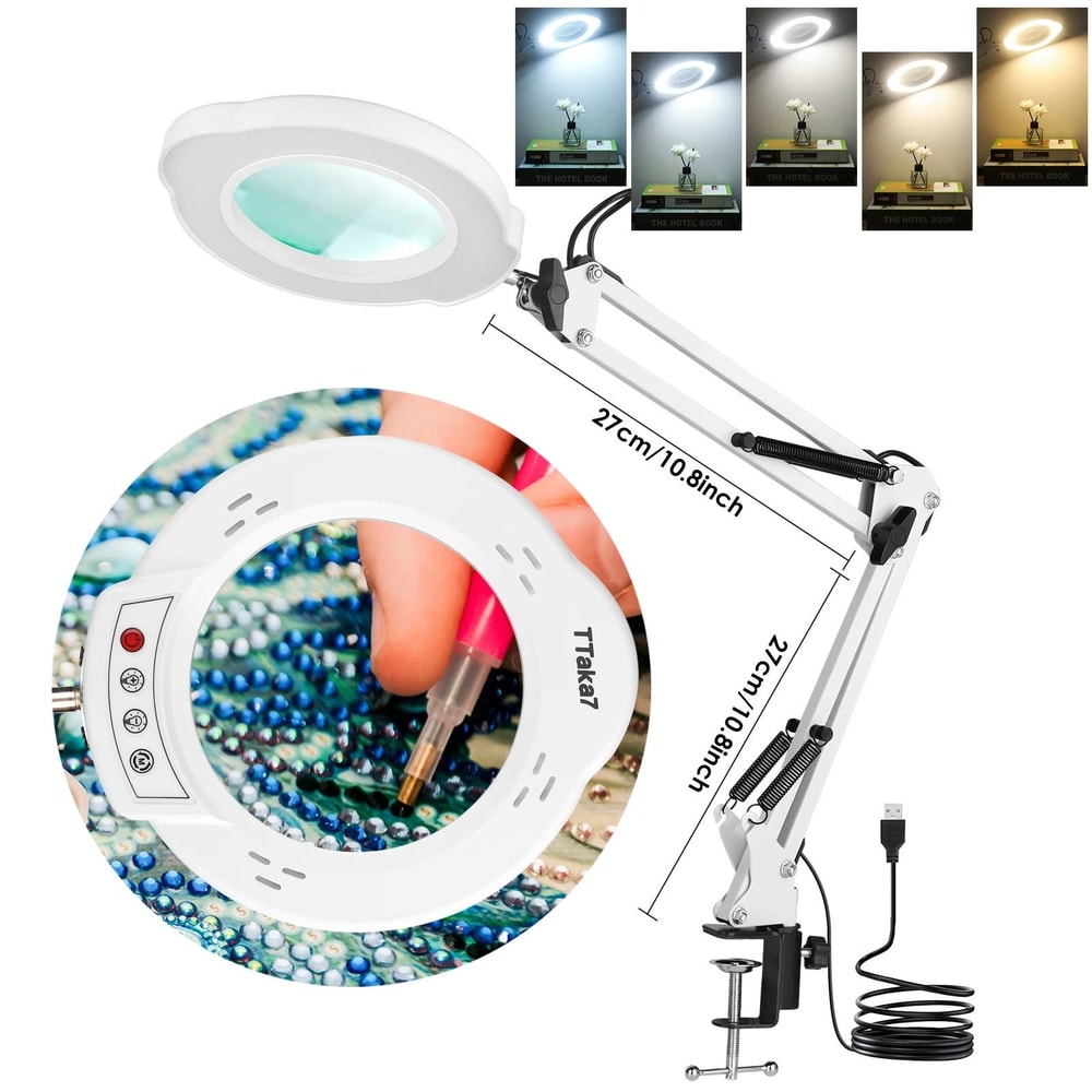 72LED Magnifying Lamp With 8X And 10X Zoom And Adjustable 3Color Light 12