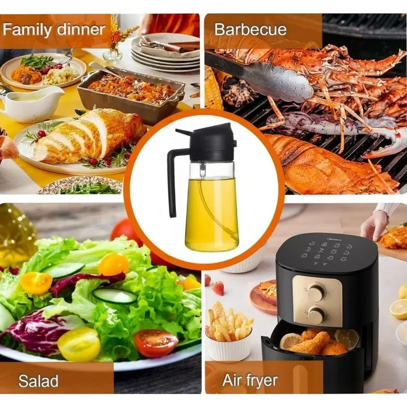 2in1 Olive Oil Dispenser Bottle With Spray Pour Function For Cooking And BBQ 6