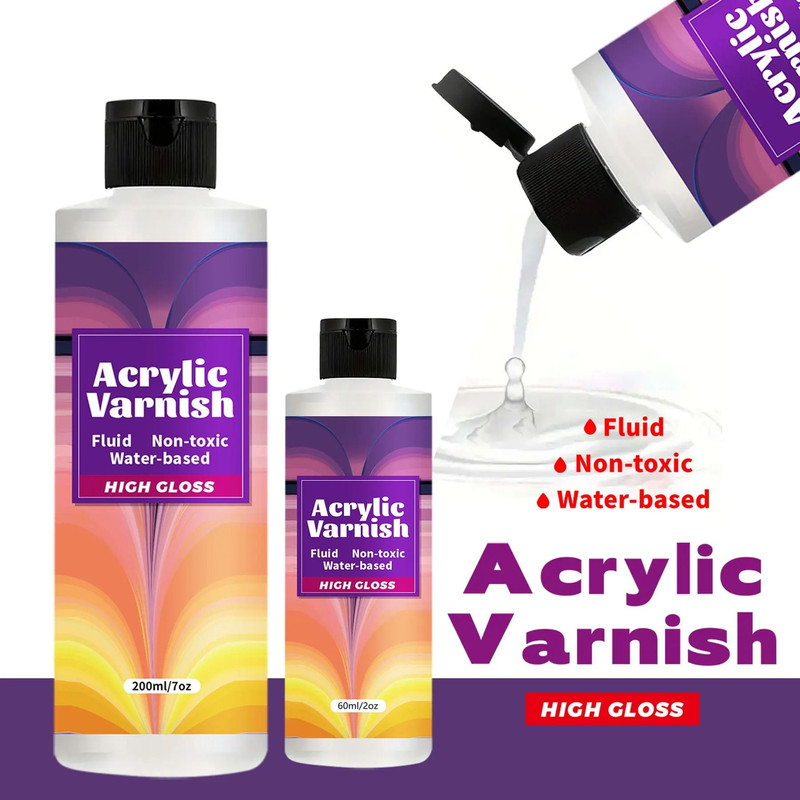200ML Acrylic Varnish High Gloss Finish Protective Clear Coat For Paintings And Crafts 0