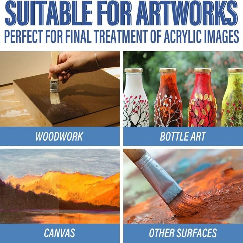 200ML Acrylic Varnish High Gloss Finish Protective Clear Coat For Paintings And Crafts 4