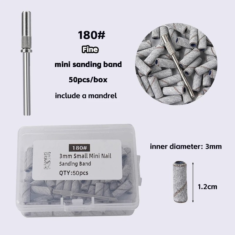 3mm Nail Sanding Bands Set 80120180240 Grit For Electric Nail Drill And Manicure Polishing 10