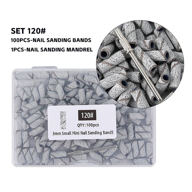 3mm Nail Sanding Bands Set 80120180240 Grit For Electric Nail Drill And Manicure Polishing 12