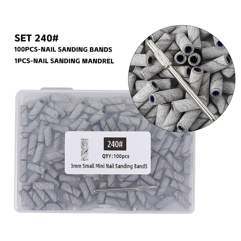 3mm Nail Sanding Bands Set 80120180240 Grit For Electric Nail Drill And Manicure Polishing 14
