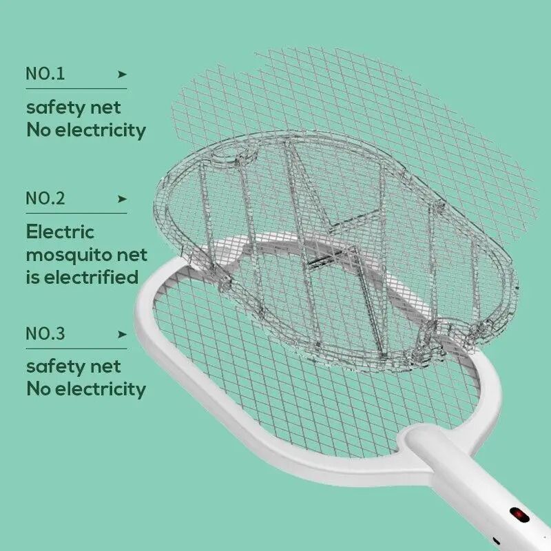3 In 1 Electric Mosquito Killer Lamp Rechargeable Fly Swatter With LED Light 5