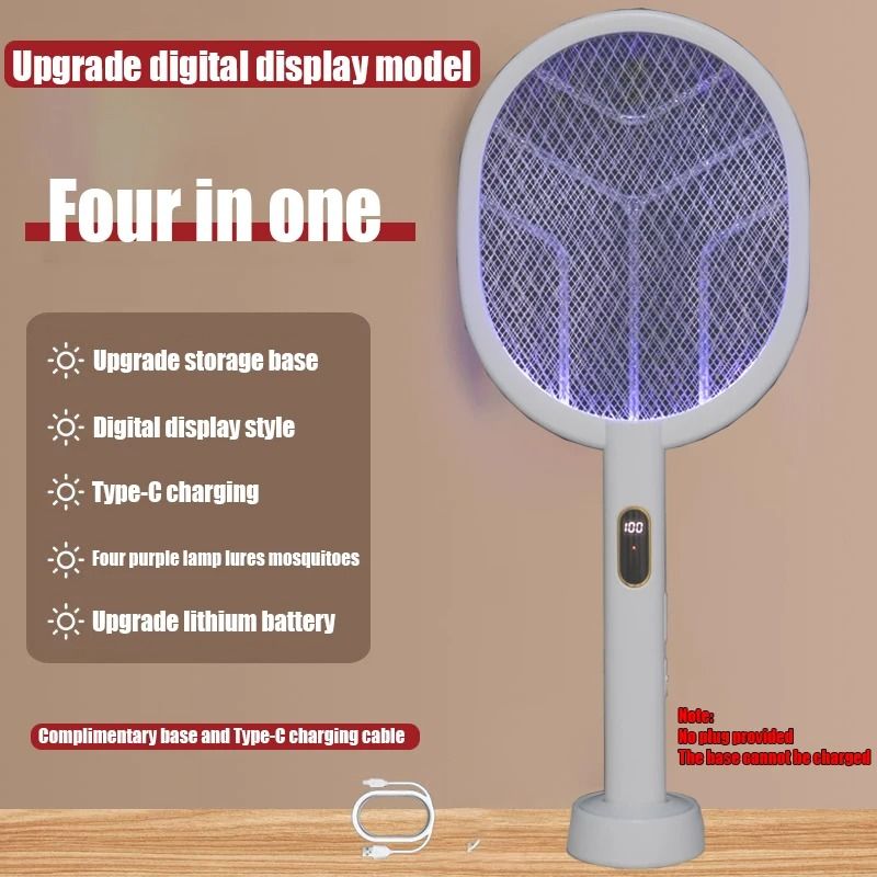 3 In 1 Electric Mosquito Killer Lamp Rechargeable Fly Swatter With LED Light 8
