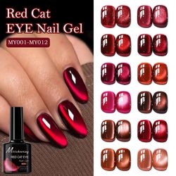 red ruby cat eye magnetic gel nail polish