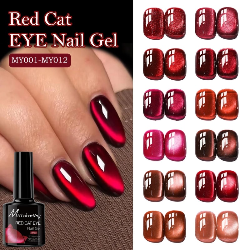 Red Ruby Cat Eye Magnetic Gel Nail Polish 1