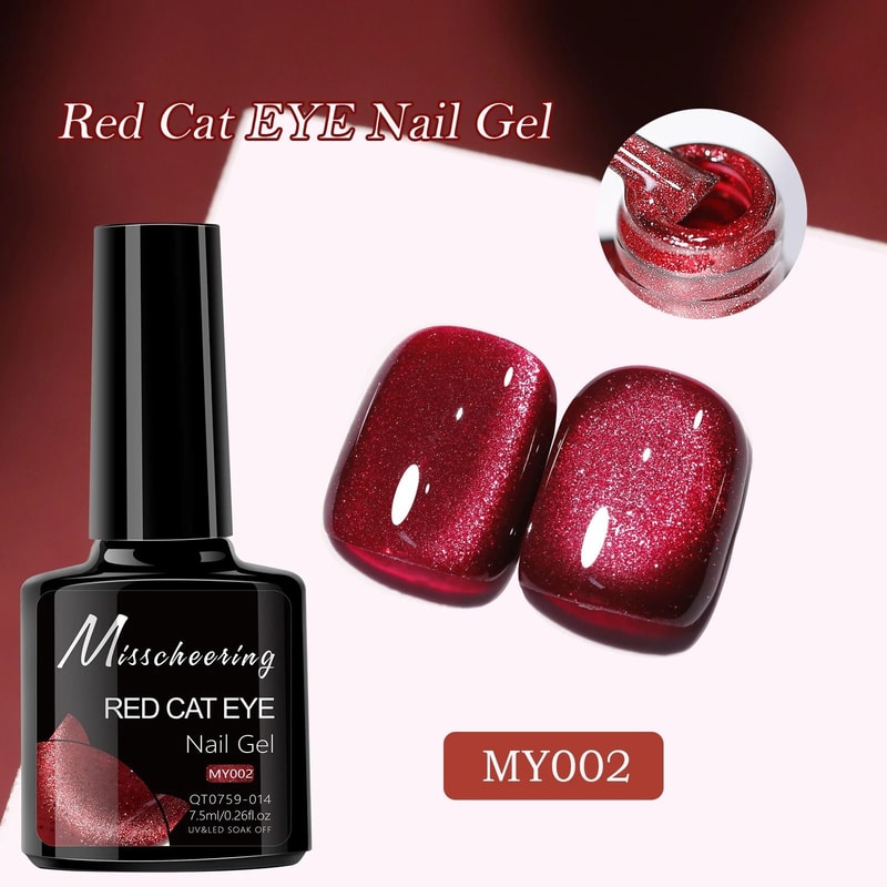 Red Ruby Cat Eye Magnetic Gel Nail Polish 9