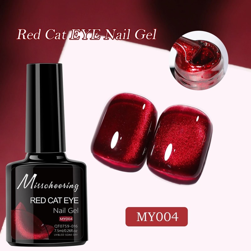 Red Ruby Cat Eye Magnetic Gel Nail Polish 10