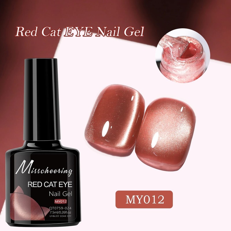 Red Ruby Cat Eye Magnetic Gel Nail Polish 15