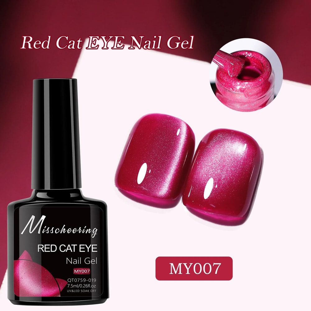 Red Ruby Cat Eye Magnetic Gel Nail Polish 17