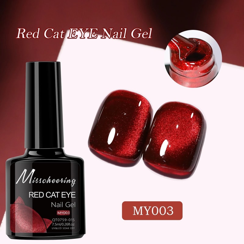 Red Ruby Cat Eye Magnetic Gel Nail Polish 18