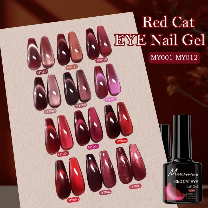 Red Ruby Cat Eye Magnetic Gel Nail Polish 2