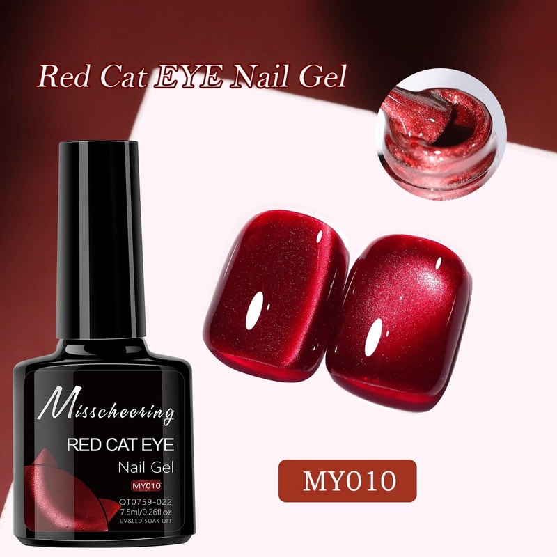 Red Ruby Cat Eye Magnetic Gel Nail Polish 5