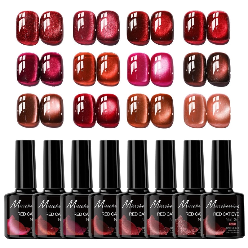 Red Ruby Cat Eye Magnetic Gel Nail Polish 6