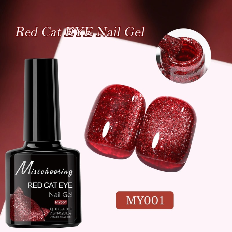 Red Ruby Cat Eye Magnetic Gel Nail Polish 8