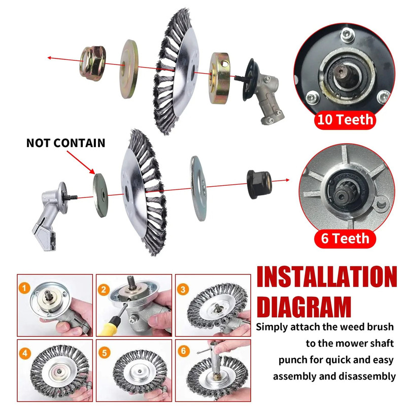 8 Inch Steel Wire Rotary Brush Cutter Trimmer Head 5