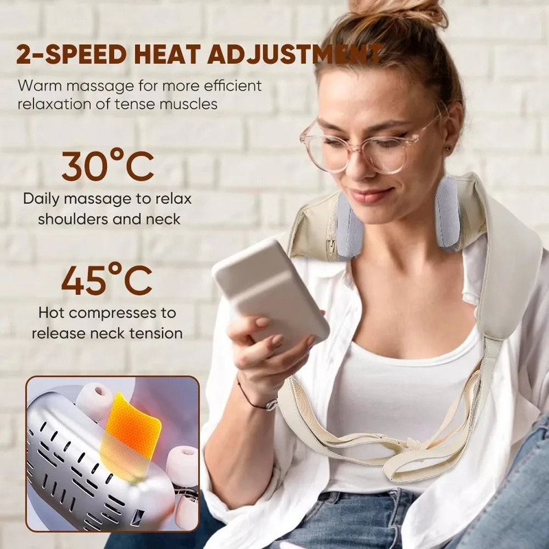 Wireless Neck And Back Massager With Heat And 3D Kneading 3