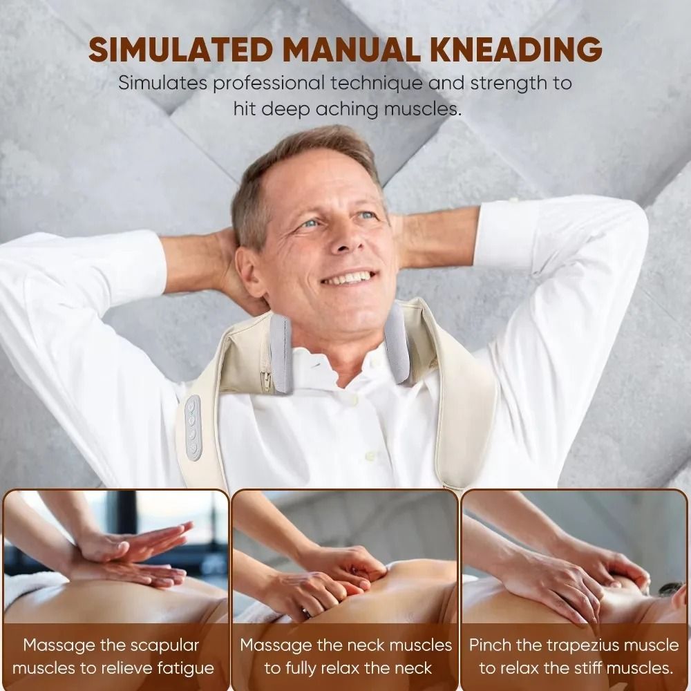 Wireless Neck And Back Massager With Heat And 3D Kneading 4