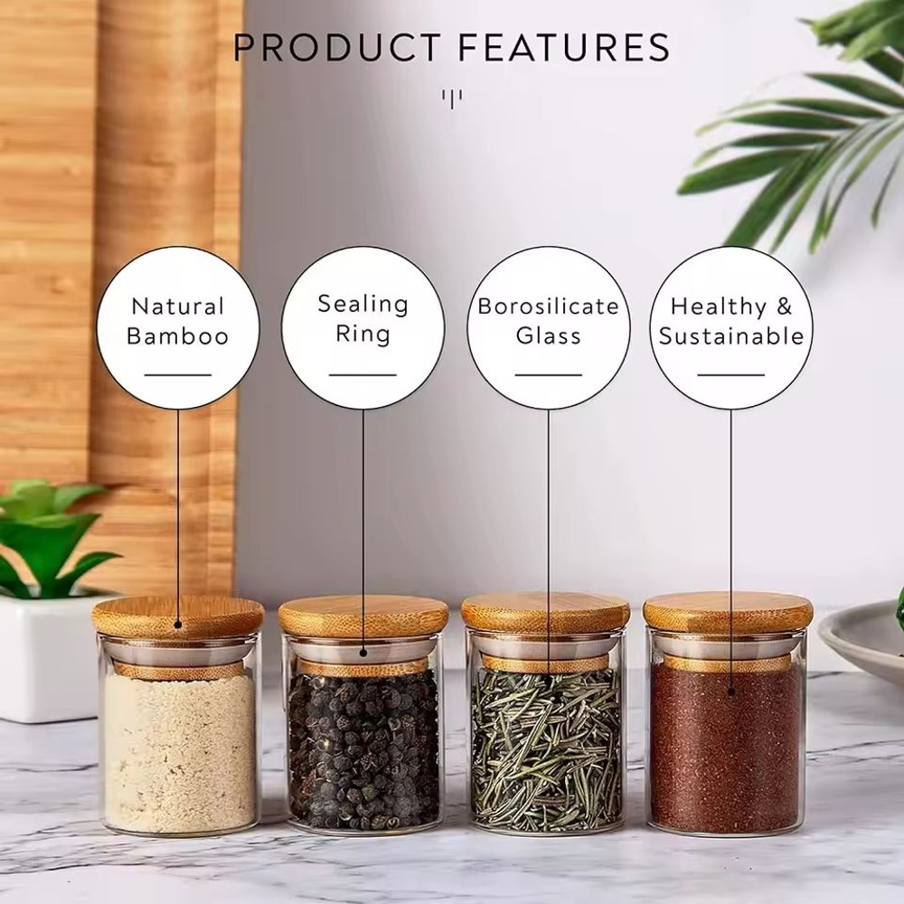 Glass Spice Jars Set With Airtight Borosilicate Containers 0
