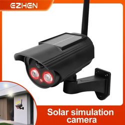 outdoor solar simulation security camera with flashing led light