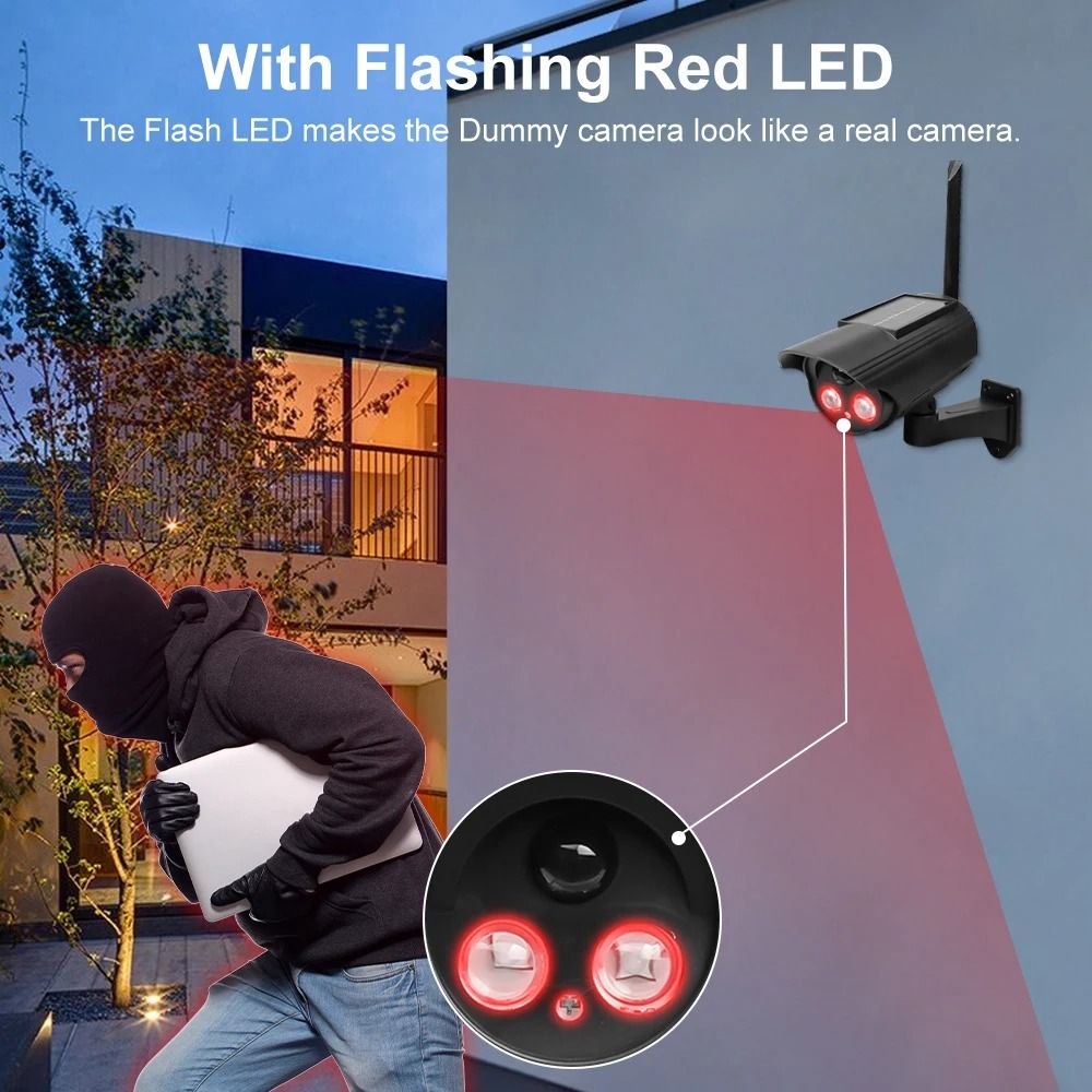 Outdoor Solar Simulation Security Camera With Flashing LED Light 1