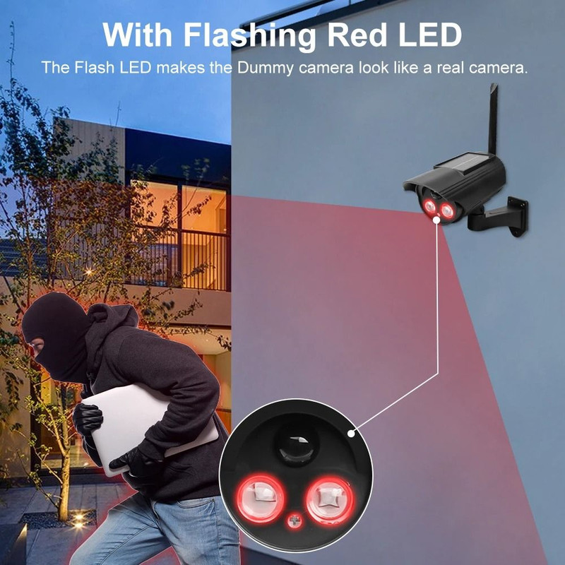 Outdoor Solar Simulation Security Camera With Flashing LED Light 1