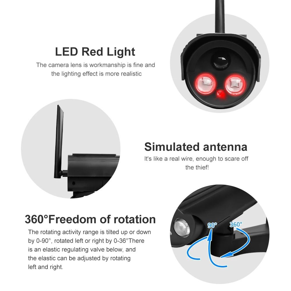 Outdoor Solar Simulation Security Camera With Flashing LED Light 3