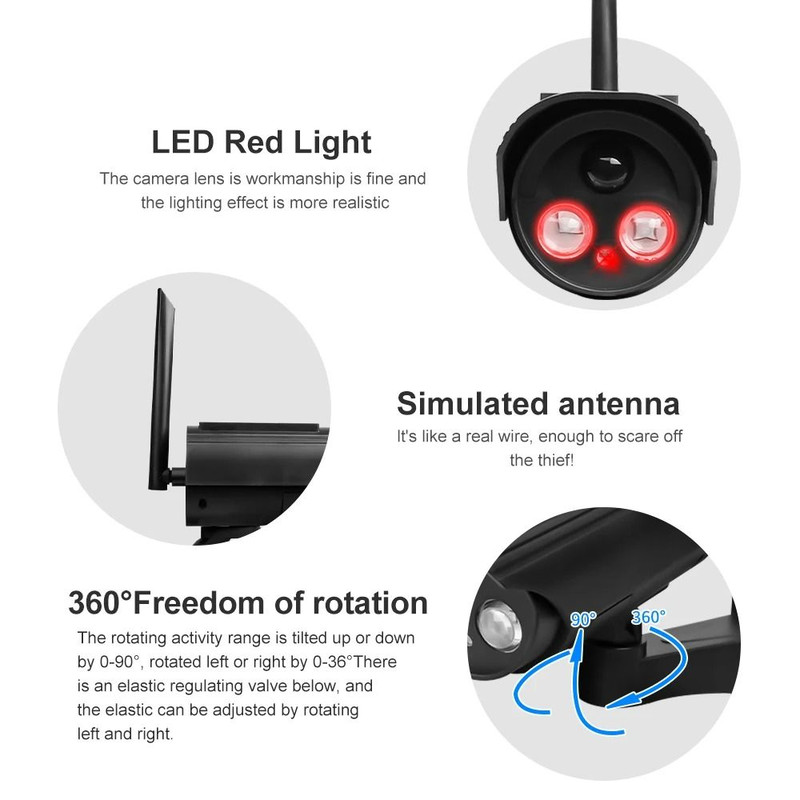 Outdoor Solar Simulation Security Camera With Flashing LED Light 3