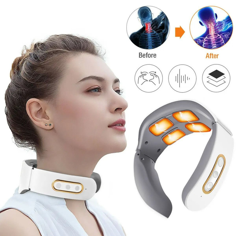 Electric Neck Shoulder Pulse Massager With Heat And TENS Magnetic Pulse Therapy For Pain Relief 0