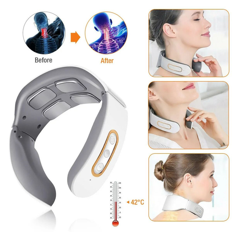Electric Neck Shoulder Pulse Massager With Heat And TENS Magnetic Pulse Therapy For Pain Relief 2
